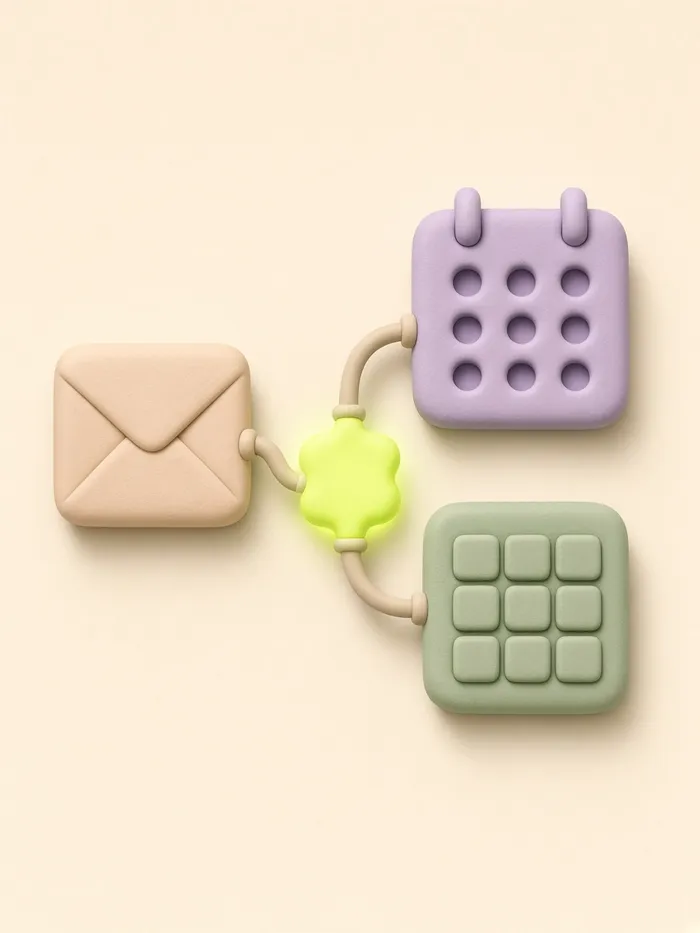 Illustration of a CRM updating itself from email, calendar, and spreadsheets